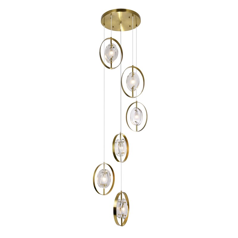CWI Lighting Iris 26 Light Contemporary Metal Pendant in Brass