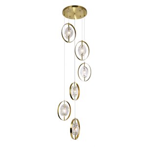 CWI Lighting Iris 26 Light Contemporary Metal Pendant in Brass