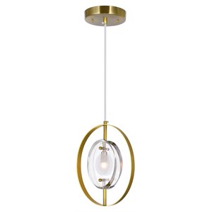 CWI Lighting Iris 1 Light Contemporary Metal Mini Pendant in Brass
