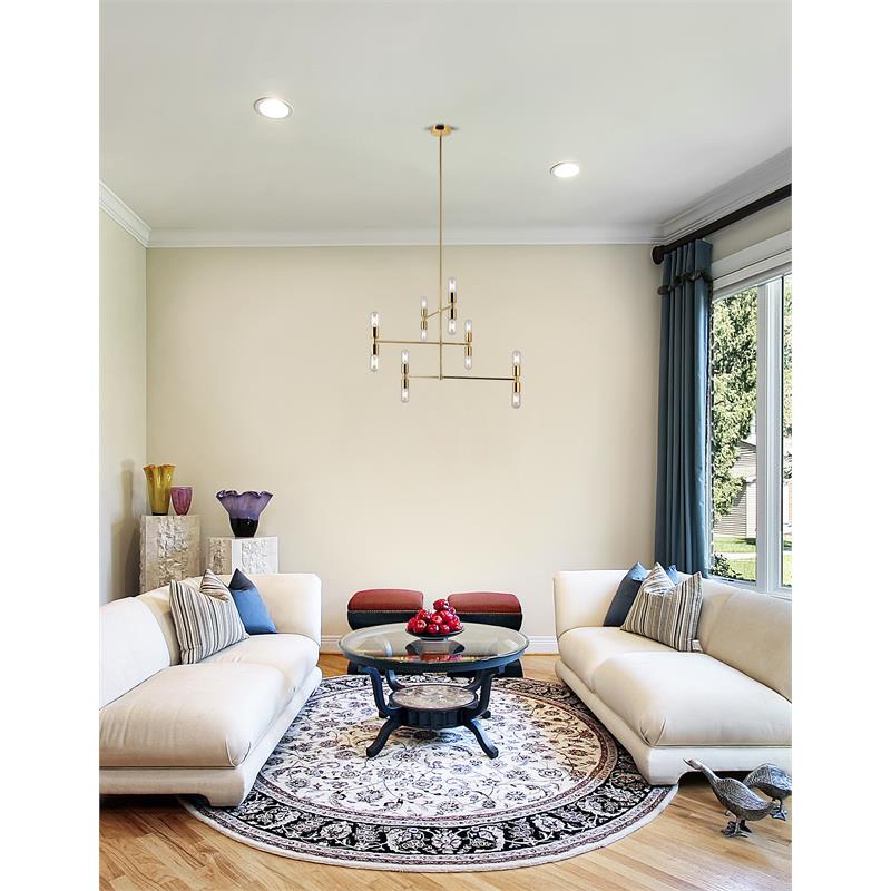 CWI Lighting Hand Crank 12 Light Contemporary Metal Chandelier in Gold