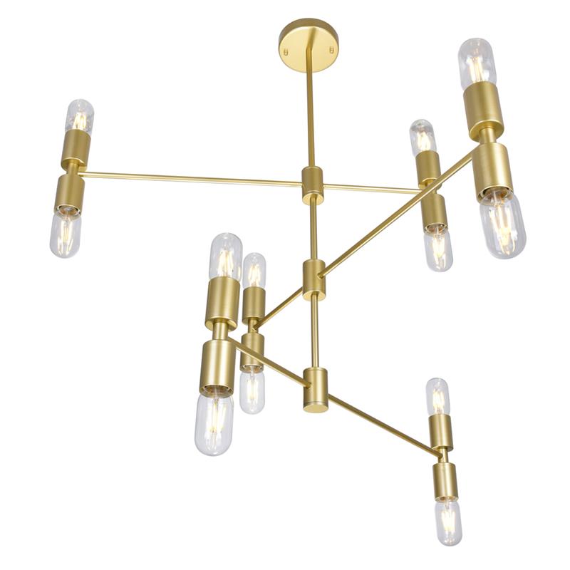 CWI Lighting Hand Crank 12 Light Contemporary Metal Chandelier in Gold