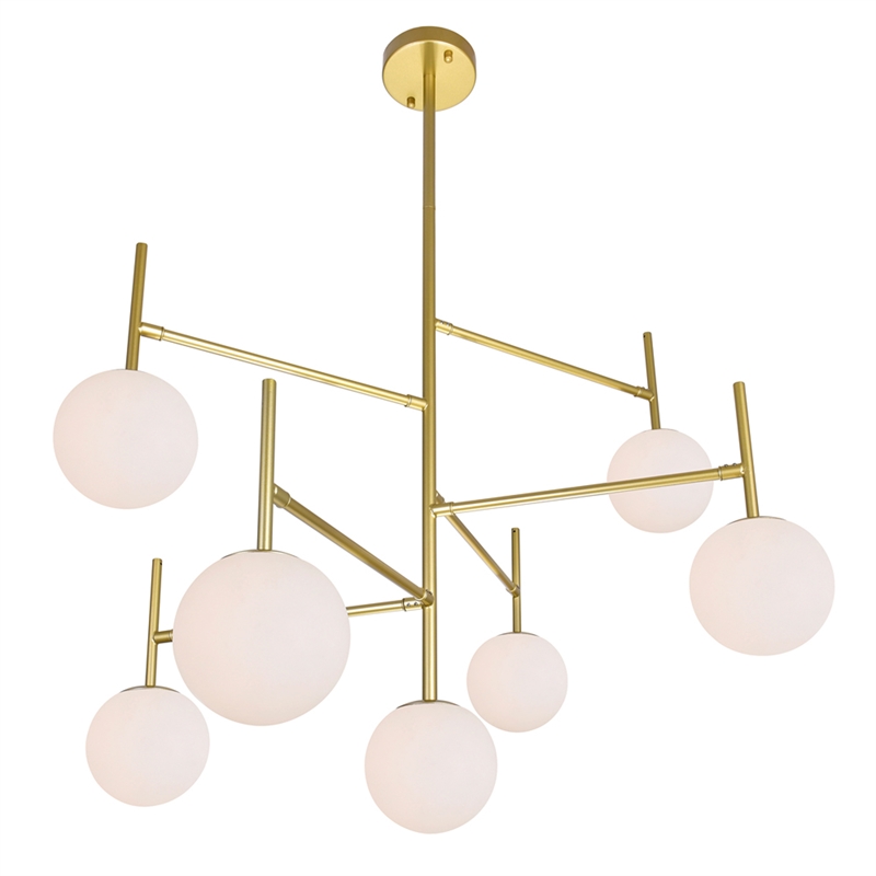 CWI Lighting Tourch 7 Light Contemporary Metal Chandelier in Medallion Gold