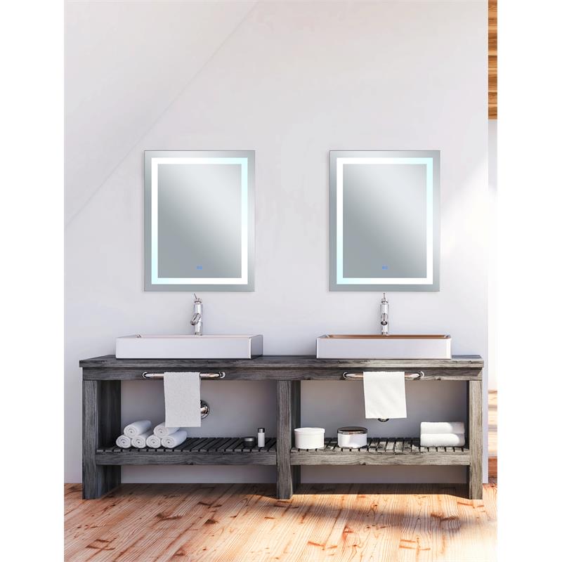 CWI Lighting AbrilRectangle Contemporary Metal LED Mirror in Matte White