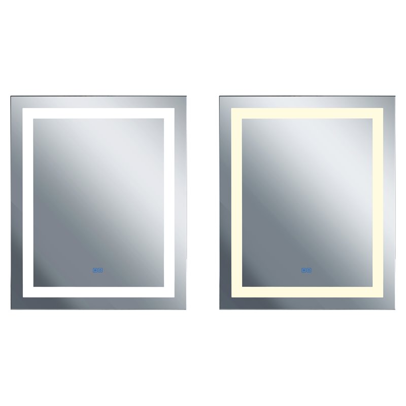 CWI Lighting AbrilRectangle Contemporary Metal LED Mirror in Matte White