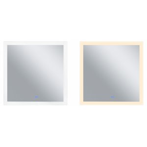 CWI Lighting Abigail 36&quot Square Contemporary Metal LED Mirror in Matte White