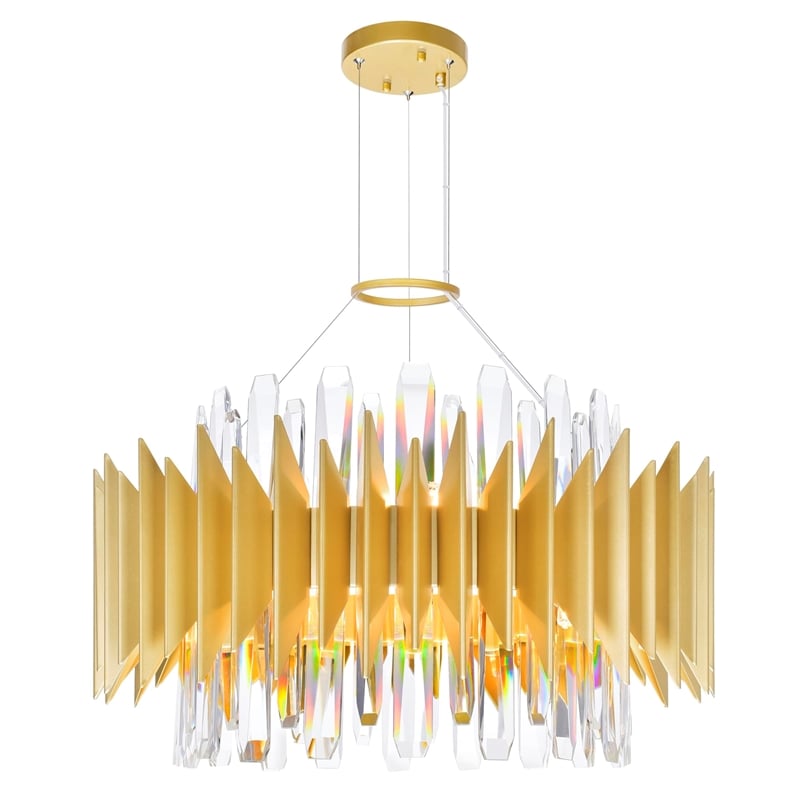 CWI Lighting Cityscape 12 Light Contemporary Metal Chandelier in Satin Gold