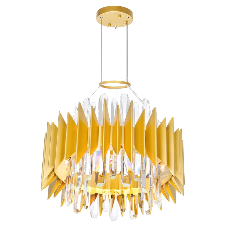 CWI Lighting Cityscape 12 Light Contemporary Metal Chandelier in Satin Gold