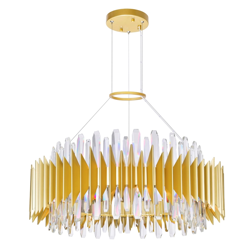 CWI Lighting Cityscape 18 Light Contemporary Metal Chandelier in Satin Gold
