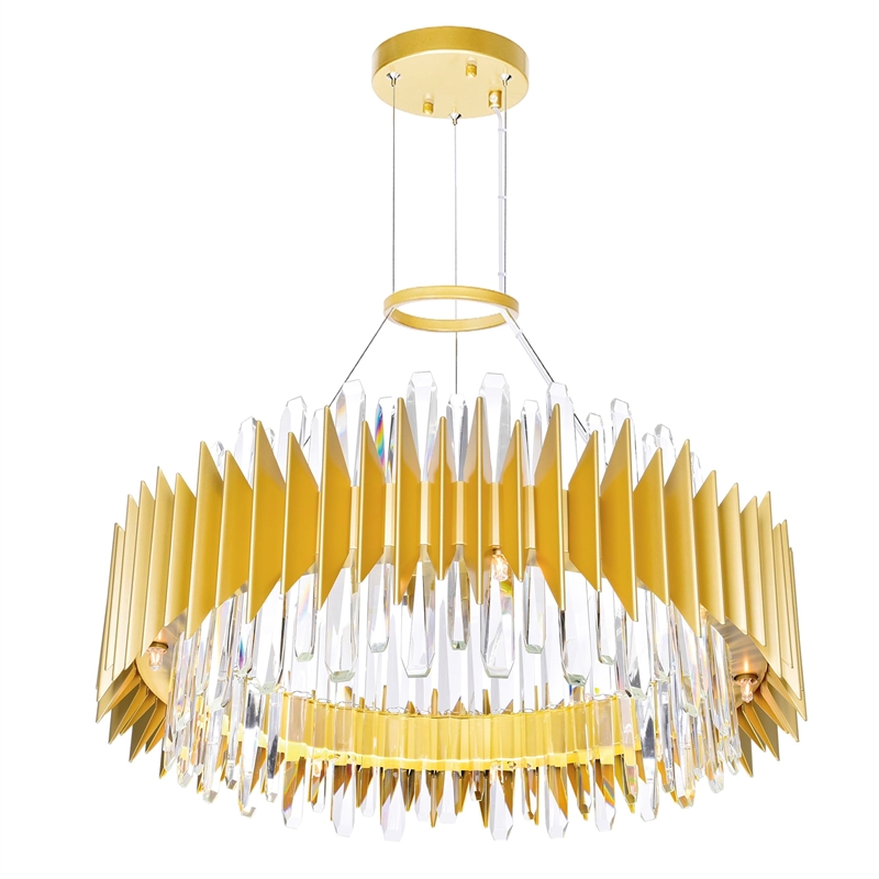 CWI Lighting Cityscape 18 Light Contemporary Metal Chandelier in Satin Gold