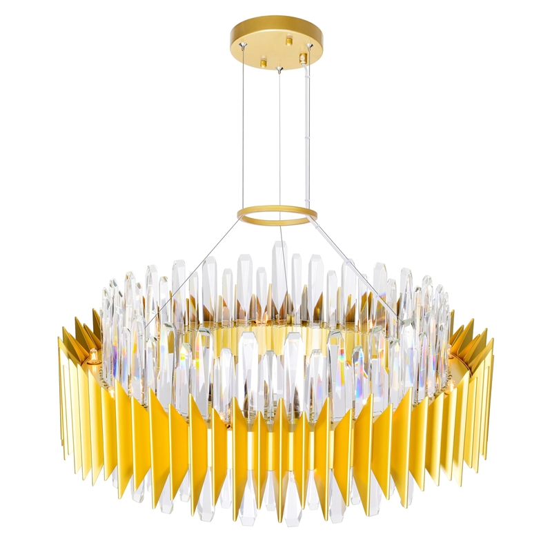 CWI Lighting Cityscape 18 Light Contemporary Metal Chandelier in Satin Gold
