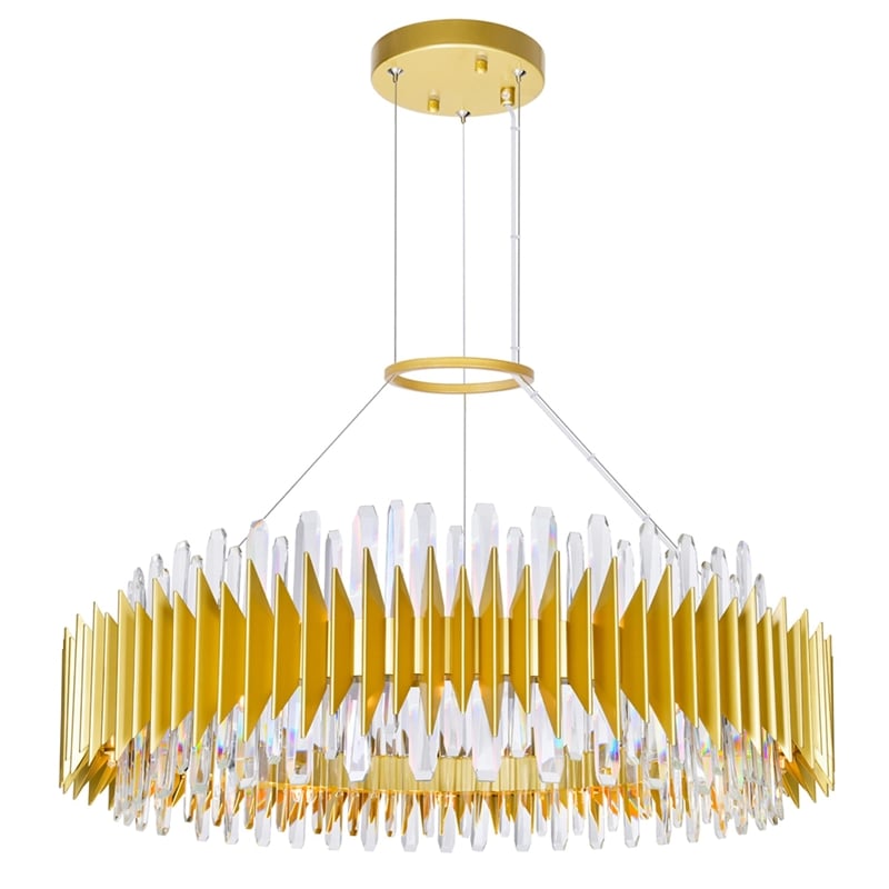 CWI Lighting Cityscape 24 Light Contemporary Metal Chandelier in Satin Gold