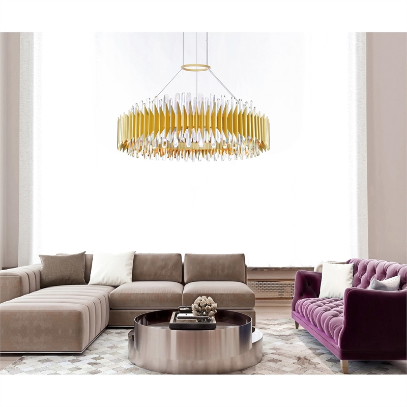 CWI Lighting Cityscape 24 Light Contemporary Metal Chandelier in Satin Gold