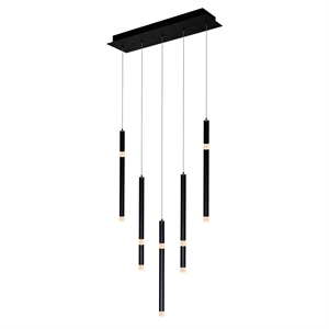 CWI Lighting Flute 5 Light Contemporary Metal LED Chandelier in Black