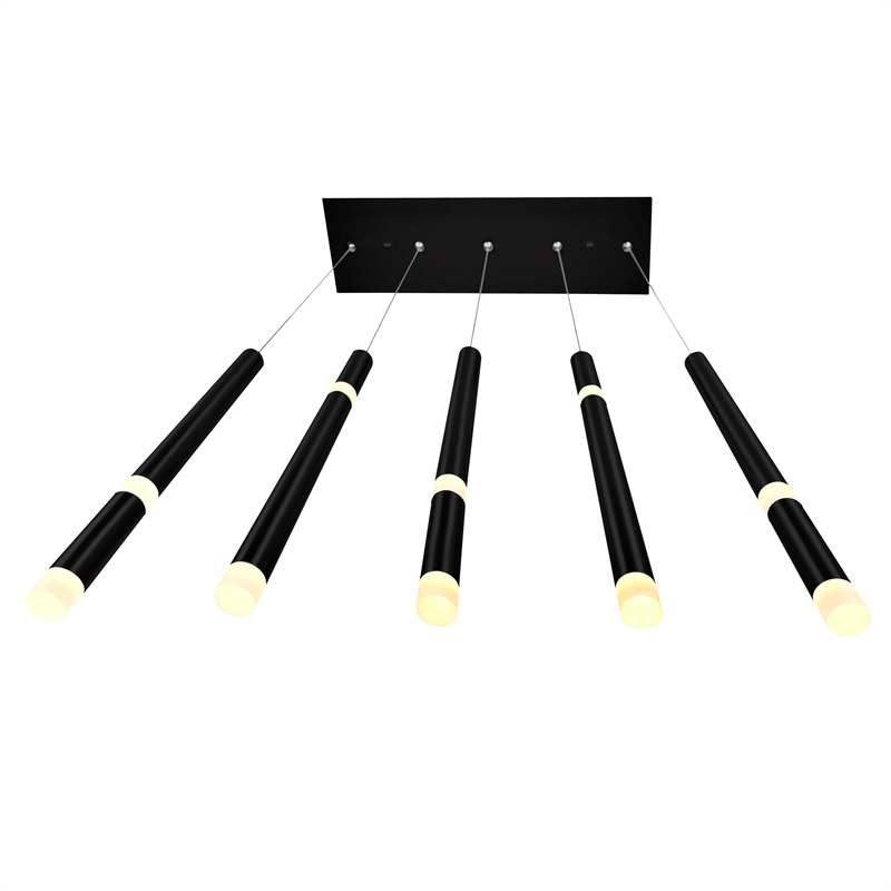 CWI Lighting Flute 5 Light Contemporary Metal LED Chandelier in Black