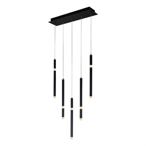CWI Lighting Flute 5 Light Contemporary Metal LED Chandelier in Black