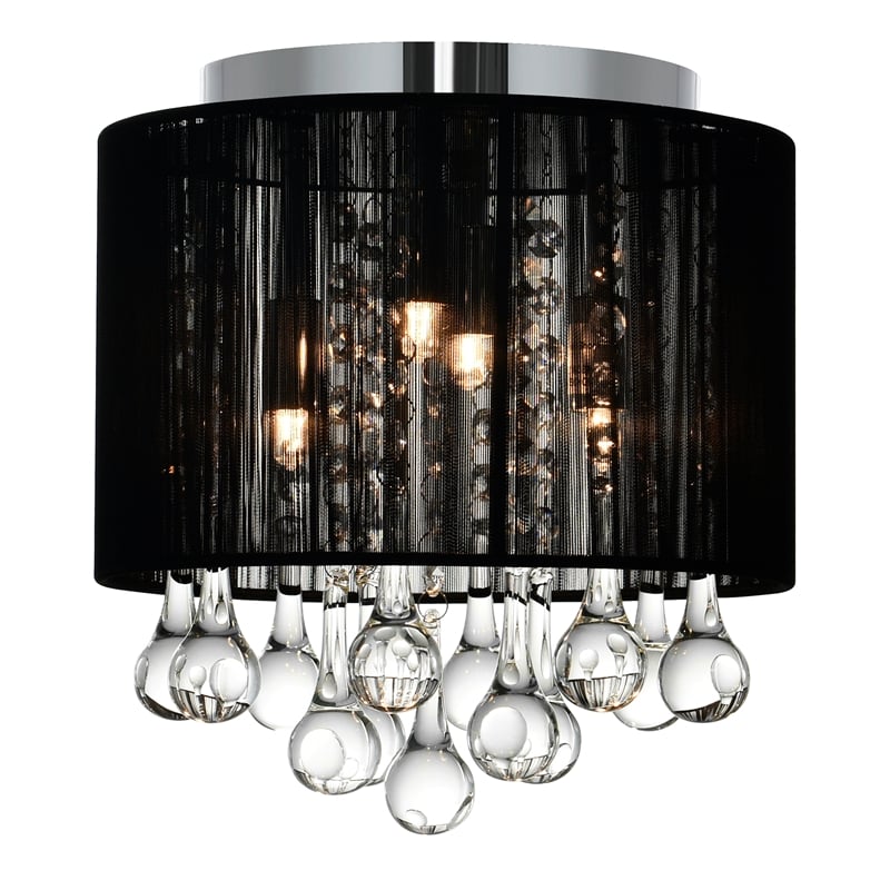 CWI Lighting Water Drop 4 Light Drum Shade Metal Flush Mount in Chrome