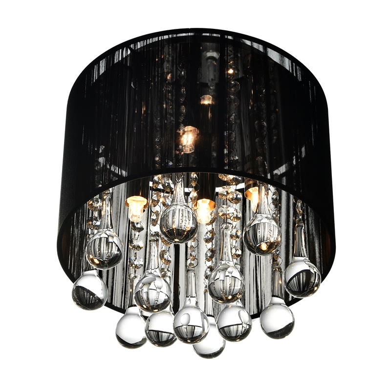 CWI Lighting Water Drop 4 Light Drum Shade Metal Flush Mount in Chrome