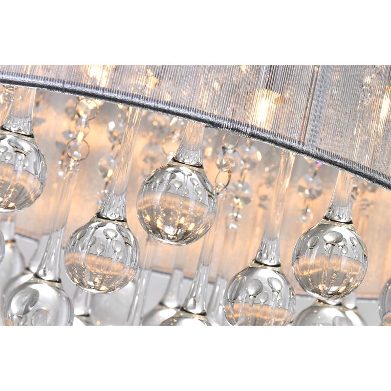 CWI Lighting Water Drop 6 Light Drum Shade Metal Flush Mount in Chrome