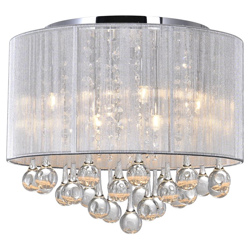 CWI Lighting Water Drop 6 Light Drum Shade Metal Flush Mount in Chrome