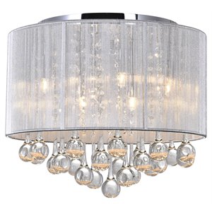CWI Lighting Water Drop 6 Light Drum Shade Metal Flush Mount in Chrome