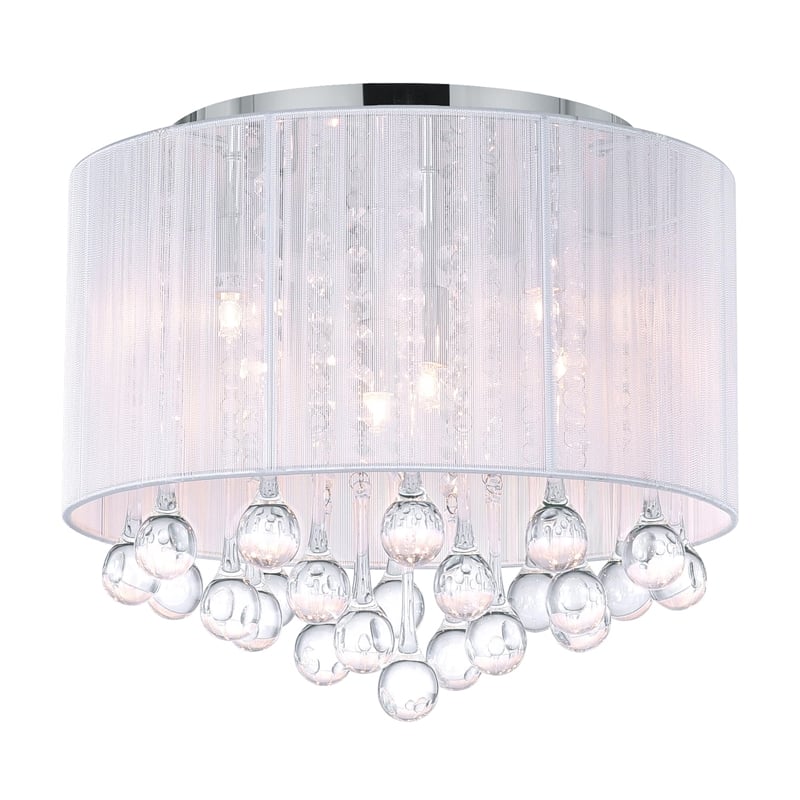 CWI Lighting Water Drop 6 Light Metal Flush Mount with Drum Shade in Chrome