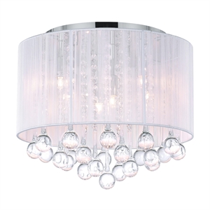 CWI Lighting Water Drop 6 Light Metal Flush Mount with Drum Shade in Chrome
