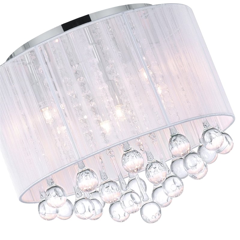 CWI Lighting Water Drop 6 Light Metal Flush Mount with Drum Shade in Chrome