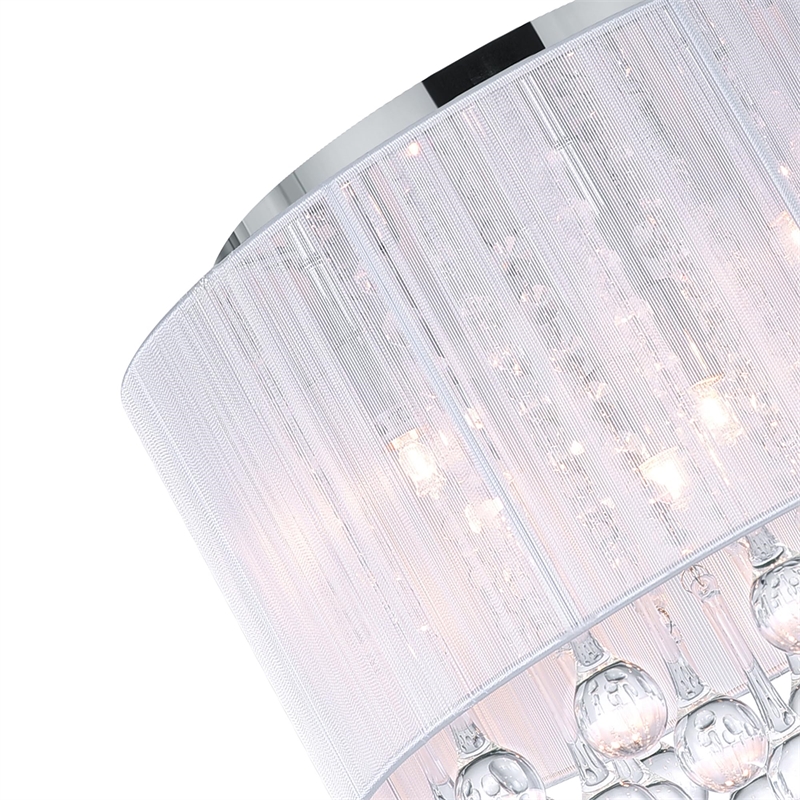 CWI Lighting Water Drop 6 Light Metal Flush Mount with Drum Shade in Chrome