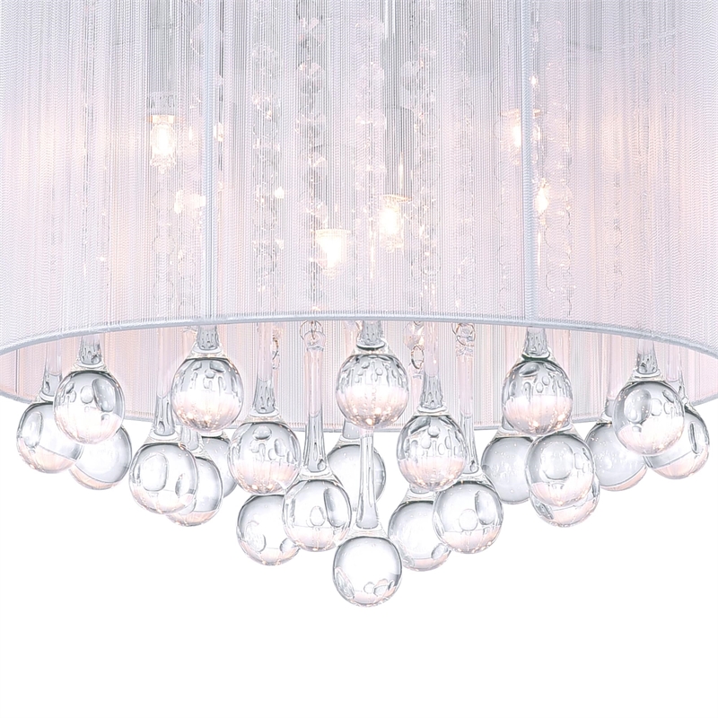 CWI Lighting Water Drop 6 Light Metal Flush Mount with Drum Shade in Chrome