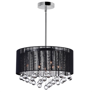 CWI Lighting Water Drop 6 Light Drum Shade Metal Chandelier in Chrome