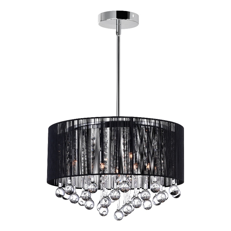 CWI Lighting Water Drop 6 Light Drum Shade Metal Chandelier in Chrome