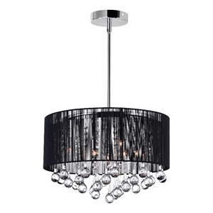 CWI Lighting Water Drop 6 Light Drum Shade Metal Chandelier in Chrome
