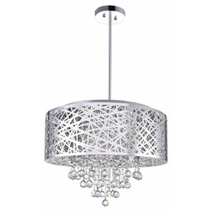 CWI Lighting Eternity 9 Light Drum Shade Metal Chandelier in Chrome