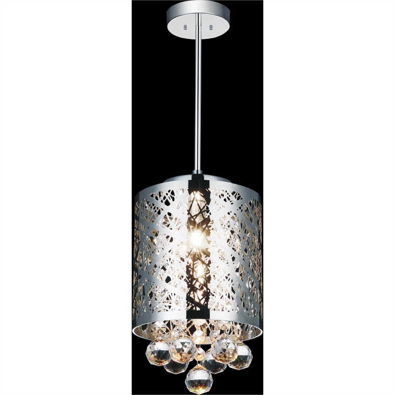 CWI Lighting Eternity 1 Light Drum Shade Metal Mini Pendant in Chrome