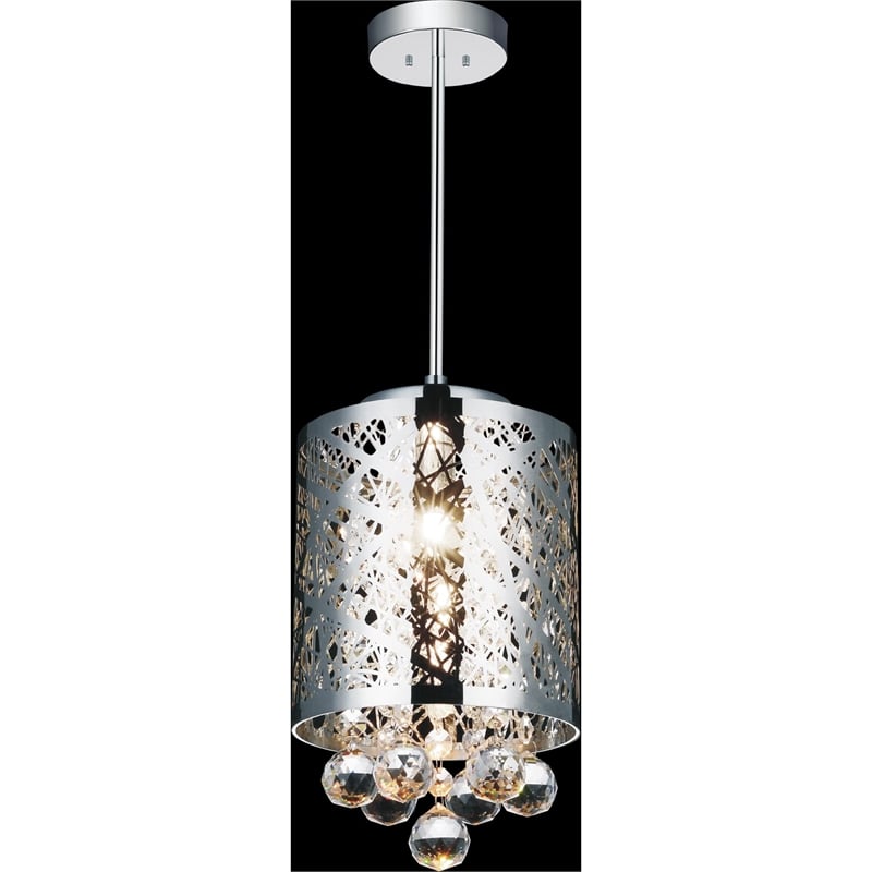 CWI Lighting Eternity 1 Light Drum Shade Metal Mini Pendant in Chrome