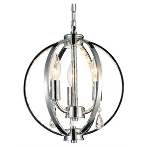 CWI Lighting Abia 3 Light Up Contemporary Metal Mini Pendant in Chrome
