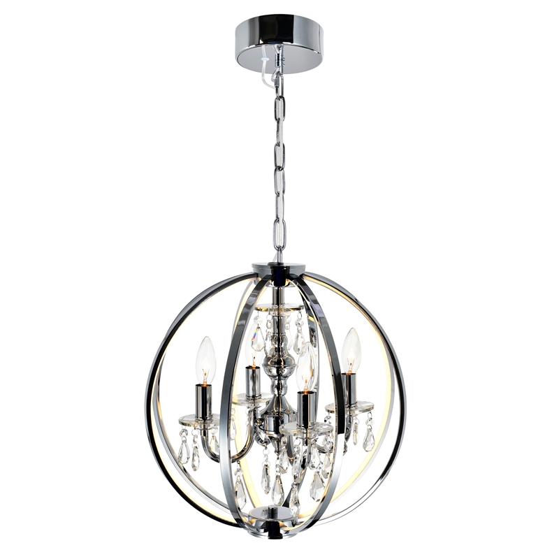 CWI Lighting Abia 4 Light Up Contemporary Metal Chandelier in Chrome