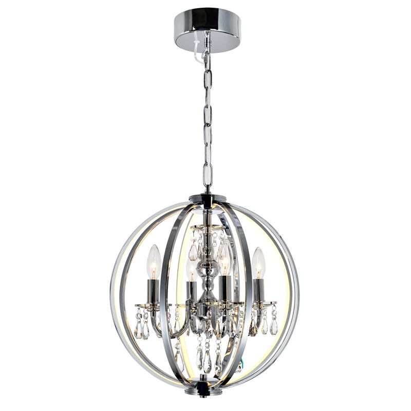 CWI Lighting Abia 4 Light Up Contemporary Metal Chandelier in Chrome