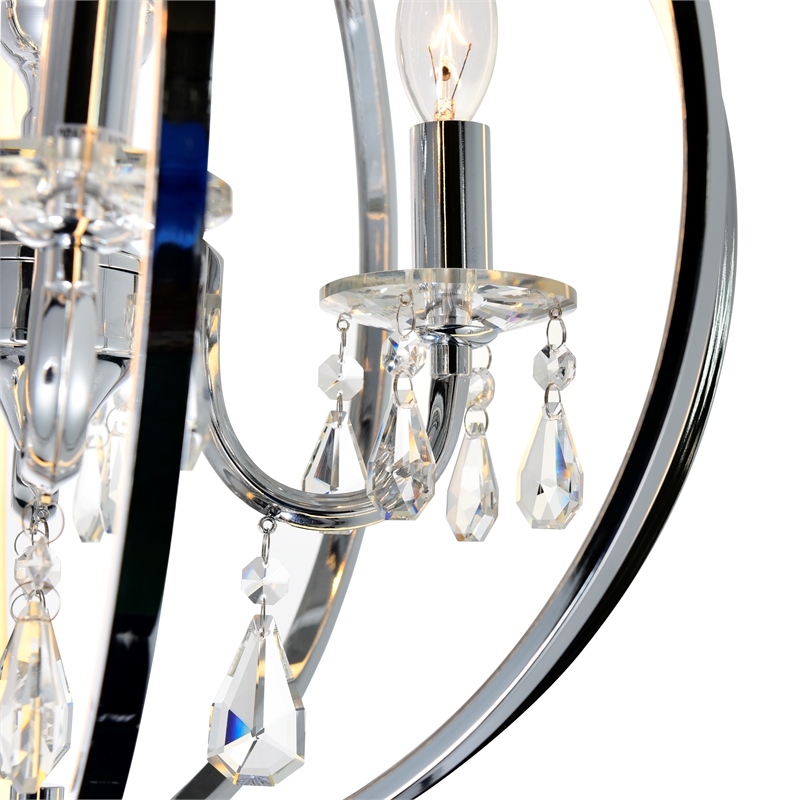 CWI Lighting Abia 4 Light Up Contemporary Metal Chandelier in Chrome