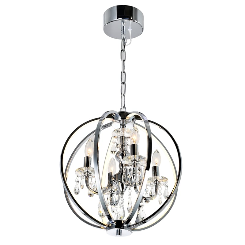 CWI Lighting Abia 4 Light Up Contemporary Metal Chandelier in Chrome