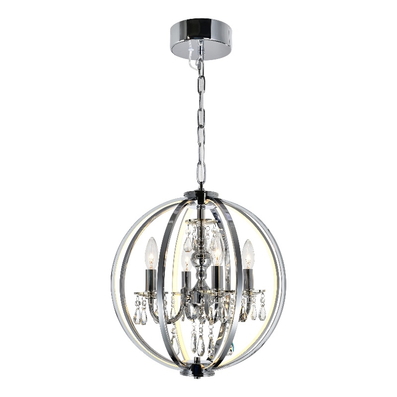 CWI Lighting Abia 4 Light Up Contemporary Metal Chandelier in Chrome