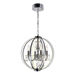 CWI Lighting Abia 4 Light Up Contemporary Metal Chandelier in Chrome