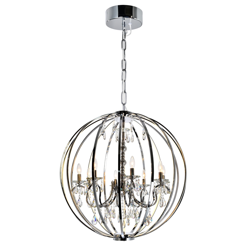 CWI Lighting Abia 8 Light Up Contemporary Metal Chandelier in Chrome
