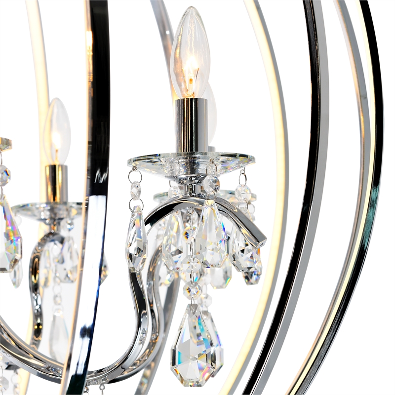 CWI Lighting Abia 8 Light Up Contemporary Metal Chandelier in Chrome