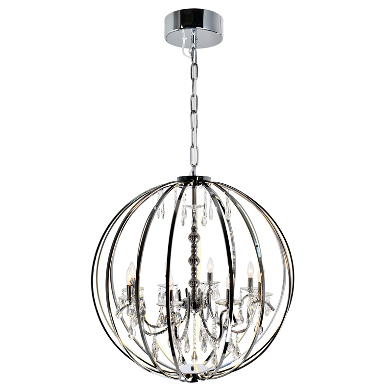 CWI Lighting Abia 8 Light Up Contemporary Metal Chandelier in Chrome
