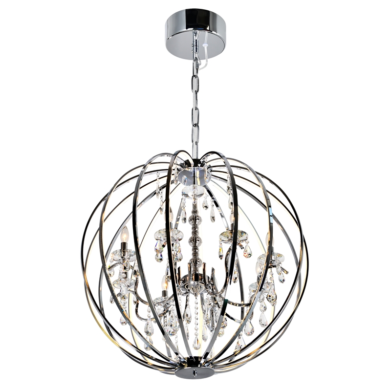 CWI Lighting Abia 8 Light Up Contemporary Metal Chandelier in Chrome
