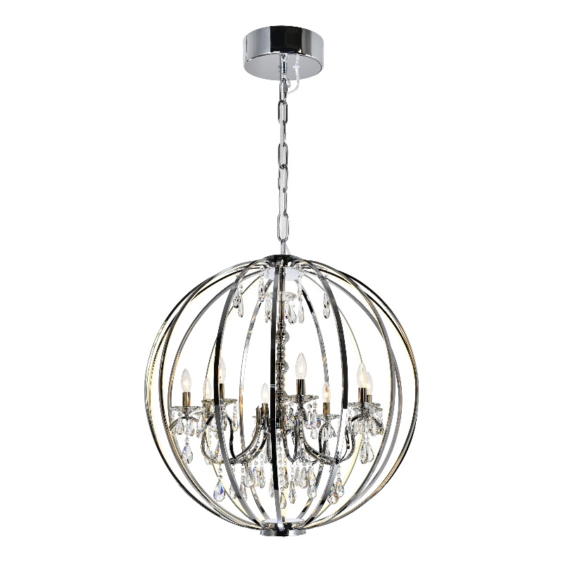 CWI Lighting Abia 8 Light Up Contemporary Metal Chandelier in Chrome