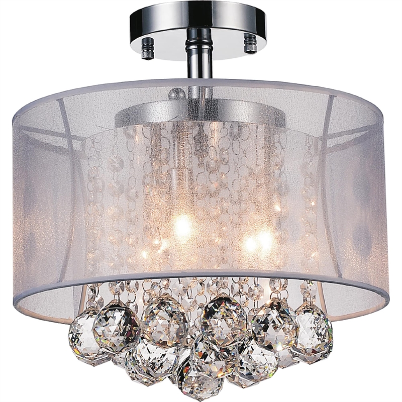 CWI Lighting Radiant 3 Light Drum Shade Metal Flush Mount in Chrome