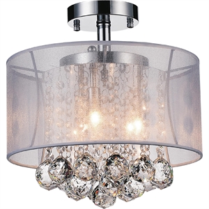 CWI Lighting Radiant 3 Light Drum Shade Metal Flush Mount in Chrome