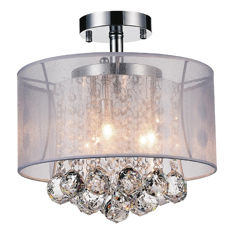 CWI Lighting Radiant 3 Light Drum Shade Metal Flush Mount in Chrome